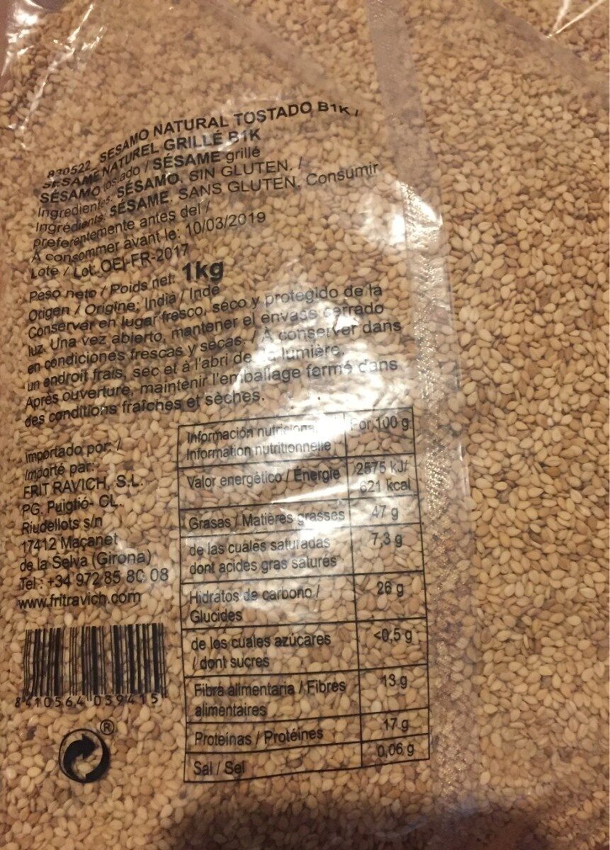 SESAMO NATURAL TOS 15XB1K